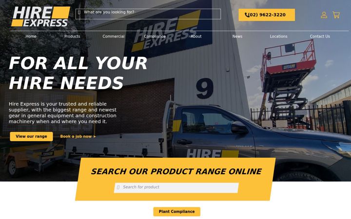 Ekrano kopija hireexpress.com.au