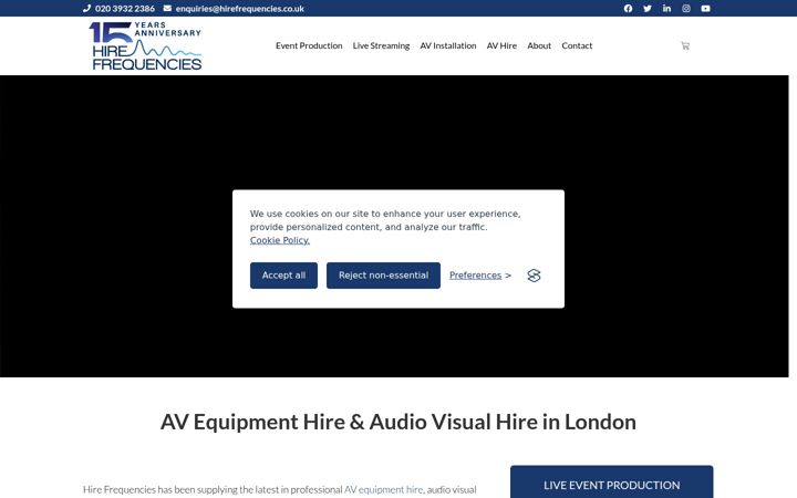 Screenshot of hirefrequencies.co.uk