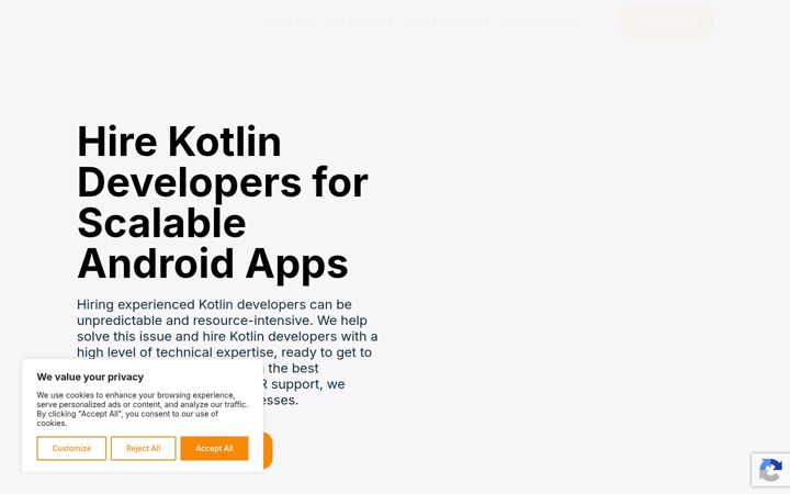 Screenshot of hirekotlindevelopers.com