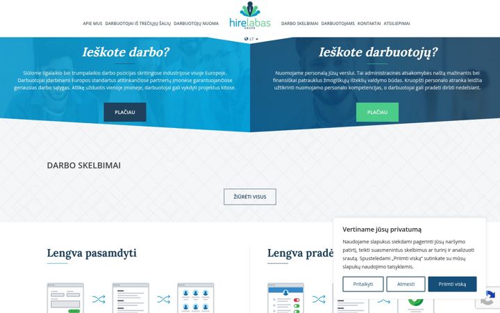 Posnetek zaslona hirelabas.lt