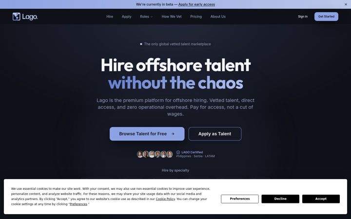 Screenshot of hirelago.com