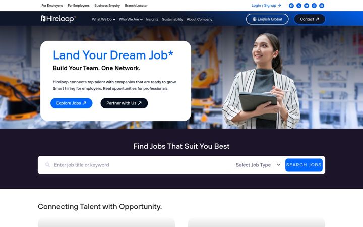 Screenshot of hireloopnow.com