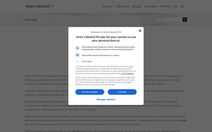 Screenshot of hirensbootcd.org