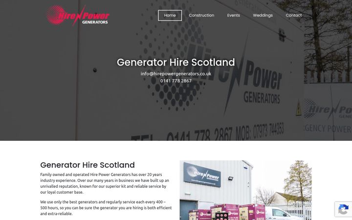 Screenshot of hirepowergenerators.co.uk