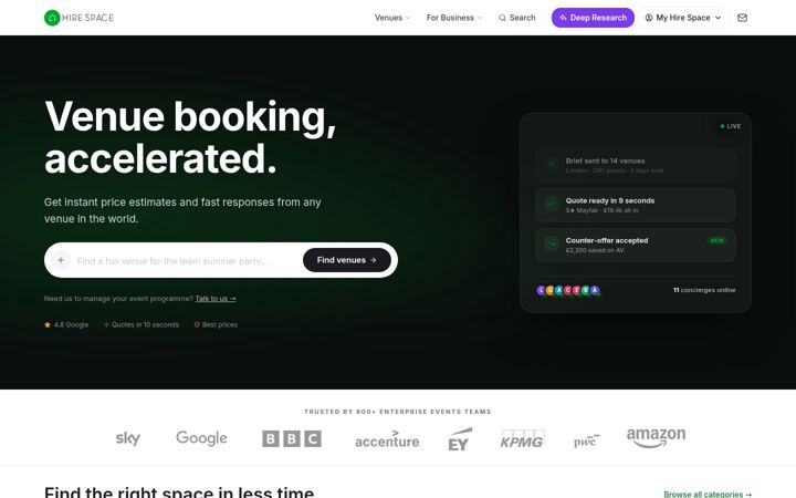 Screenshot of hirespace.com