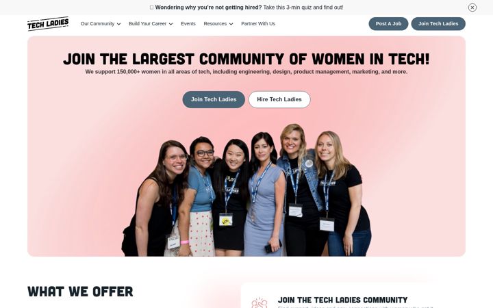 Screenshot of hiretechladies.com