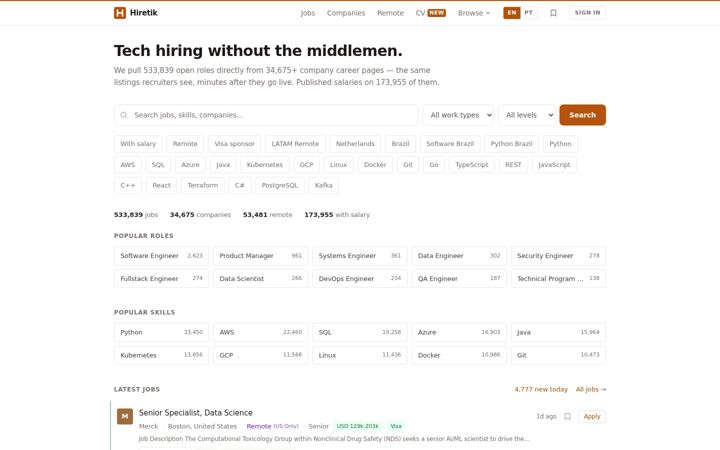 Screenshot of hiretik.com