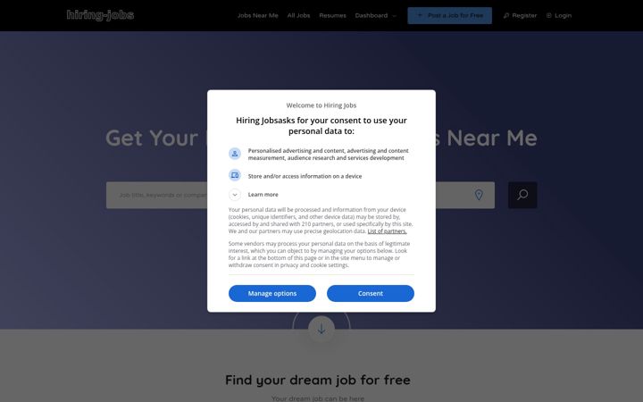 Screenshot of hiring-jobs.com