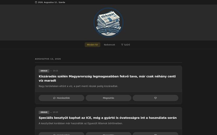 Screenshot of hirkupac.hu
