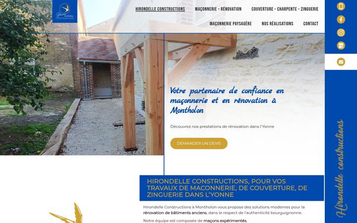 Screenshot of hirondelleconstructions.com