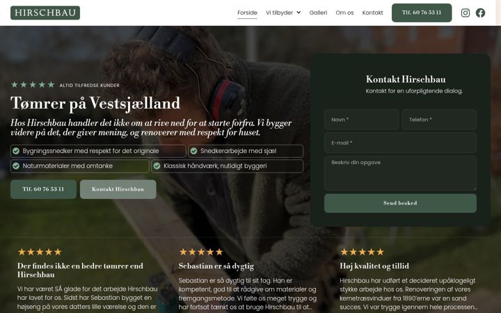 Screenshot of hirschbau.dk