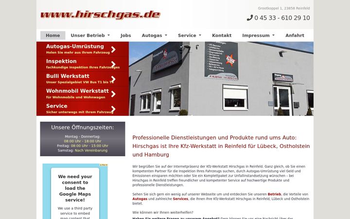 Screenshot of hirschgas.de