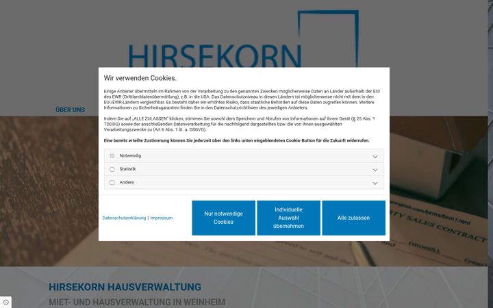 Screenshot of hirsekorn-hausverwaltungen.de