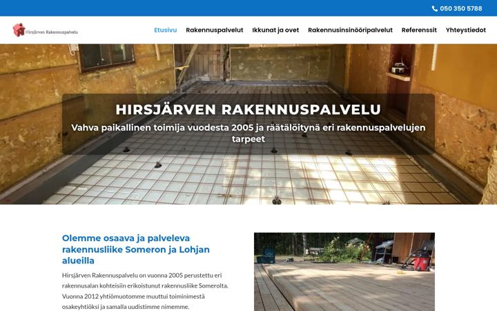 Screenshot of hirsjarvenrakennuspalvelu.com