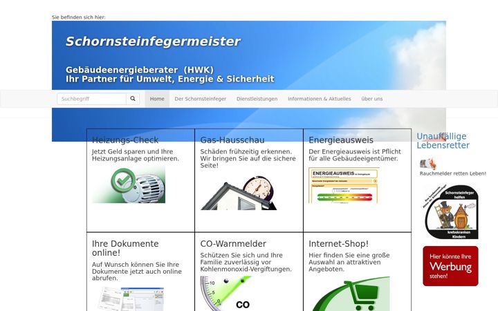 Screenshot of hirt-schornsteinfeger.de