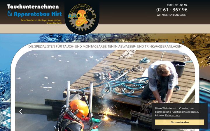 Screenshot of hirt-tauchunternehmen.de