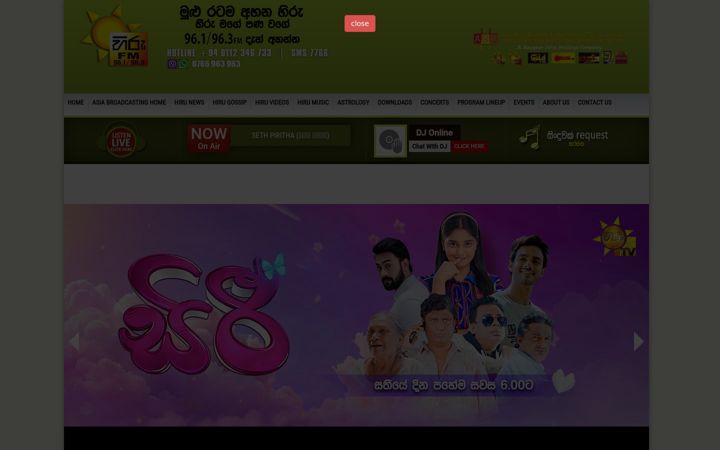 Screenshot of hirufm.lk