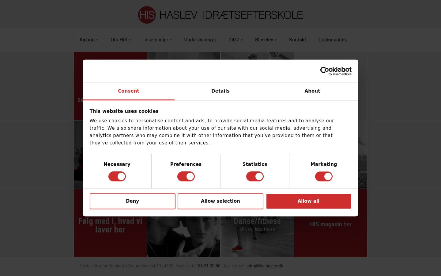 Screenshot del banner di consenso mostrato prima di qualsiasi interazione