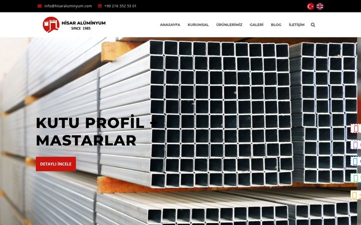 Screenshot of hisaraluminyum.com