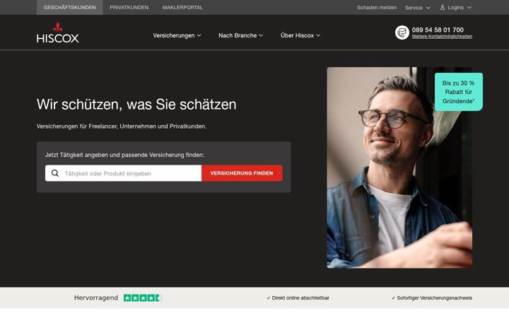 Screenshot of hiscox.de