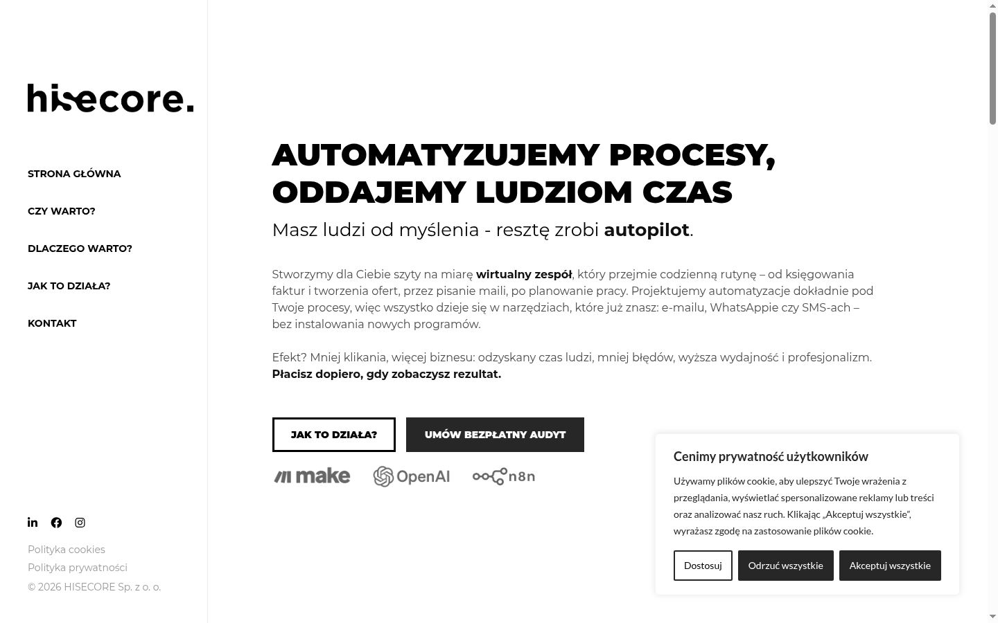 Zrzut ekranu banera zgody wyświetlanego przed jakąkolwiek interakcją