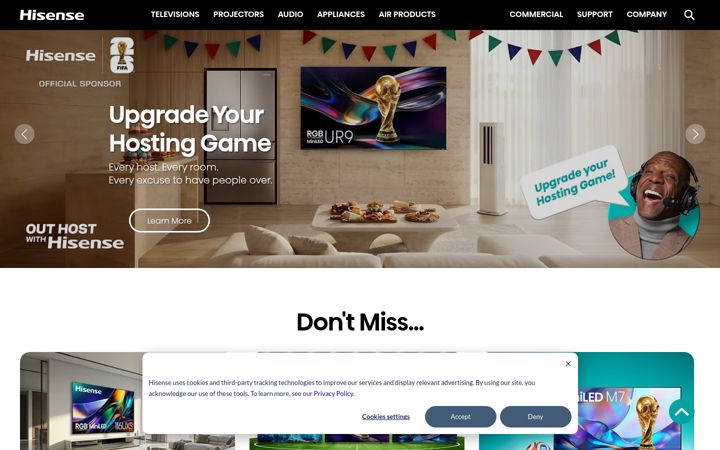Screenshot of hisense-usa.com