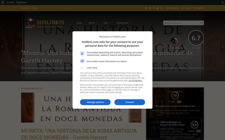 Screenshot of hislibris.com