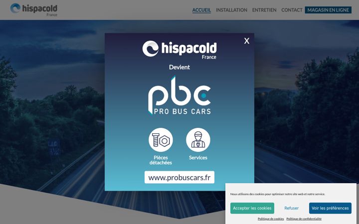 Screenshot of hispacold.fr
