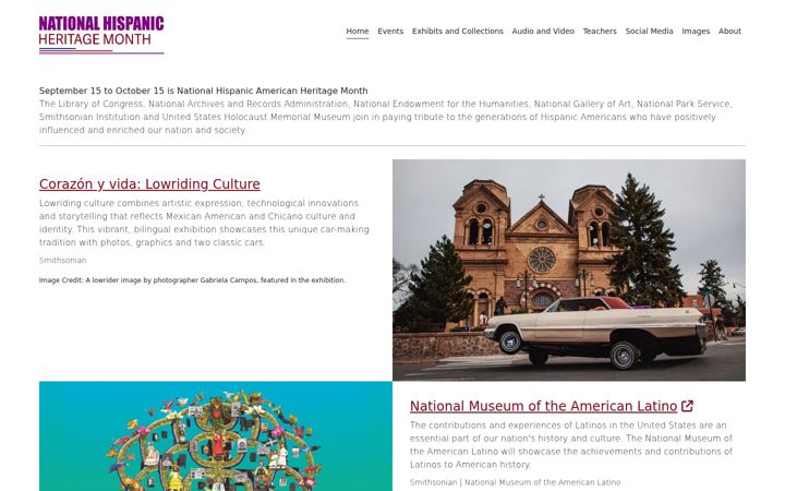 Screenshot of hispanicheritagemonth.gov