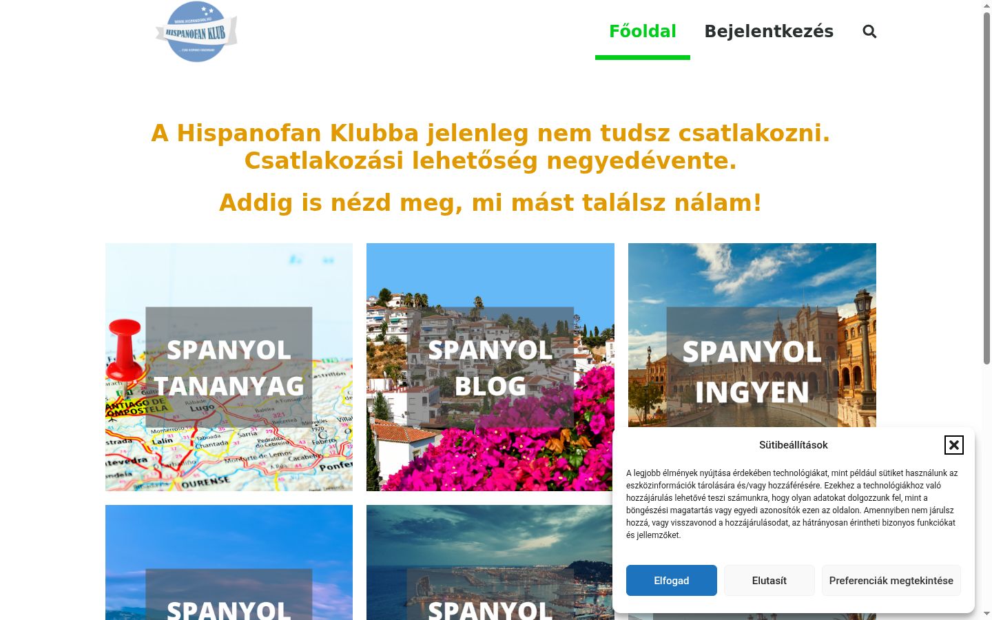 Skärmbild av samtyckesbannern som visades före någon interaktion