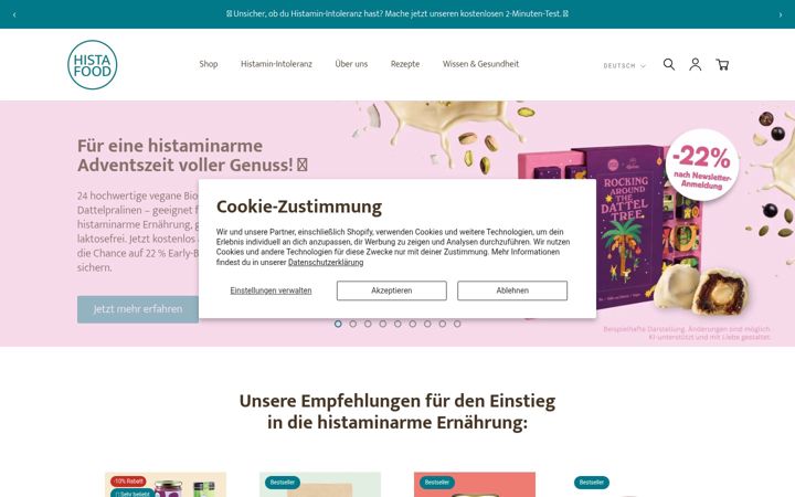 Screenshot of histafood.eu