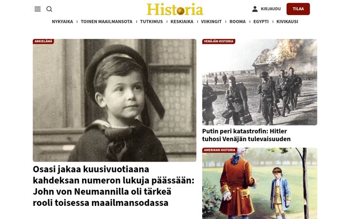 Screenshot of historianet.fi