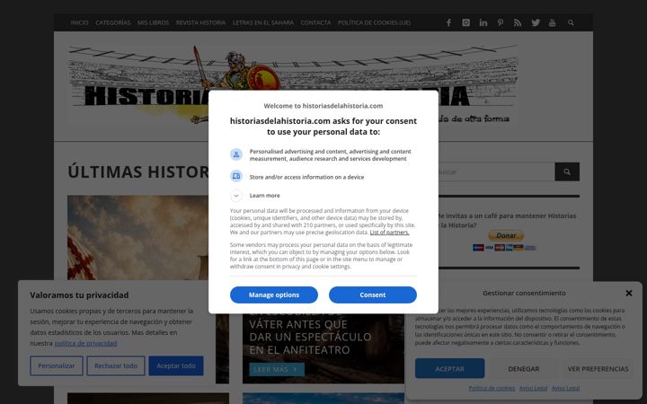 Screenshot of historiasdelahistoria.com
