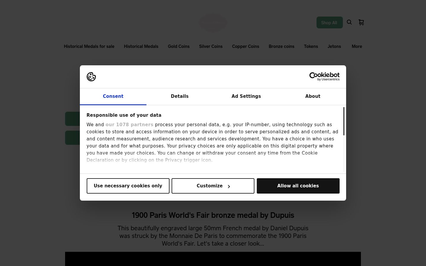 Screenshot of the consent banner shown before any interaction