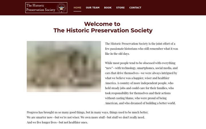 Screenshot of historicalpreservationsociety.com