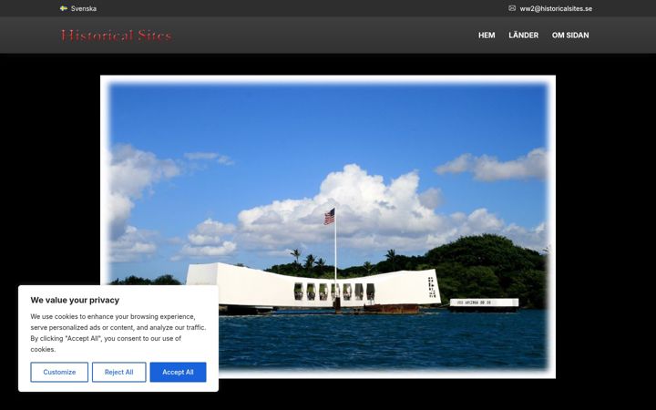 Screenshot of historicalsites.se