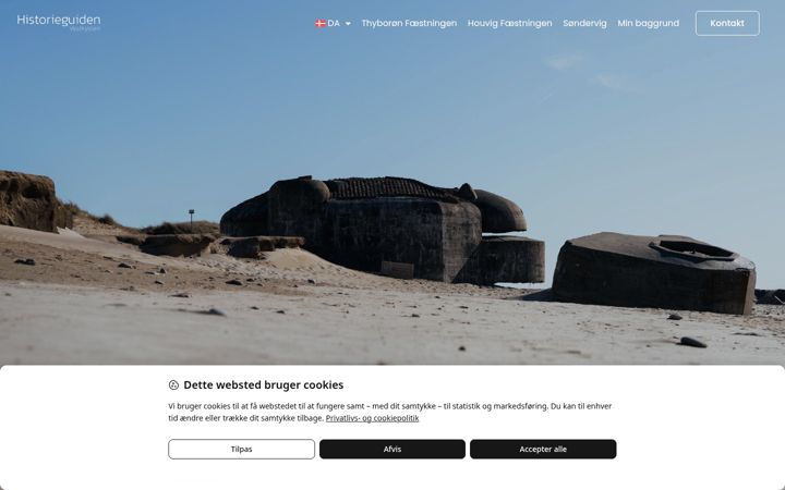 Screenshot of historieguidenvestkysten.dk