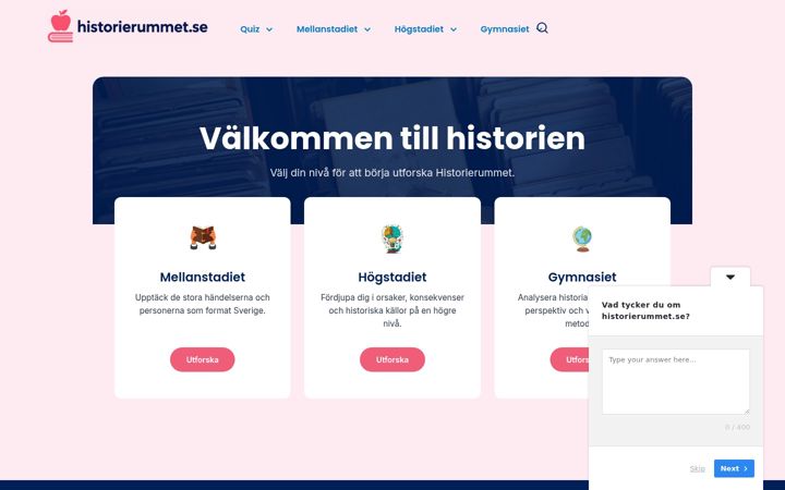 Screenshot of historierummet.se