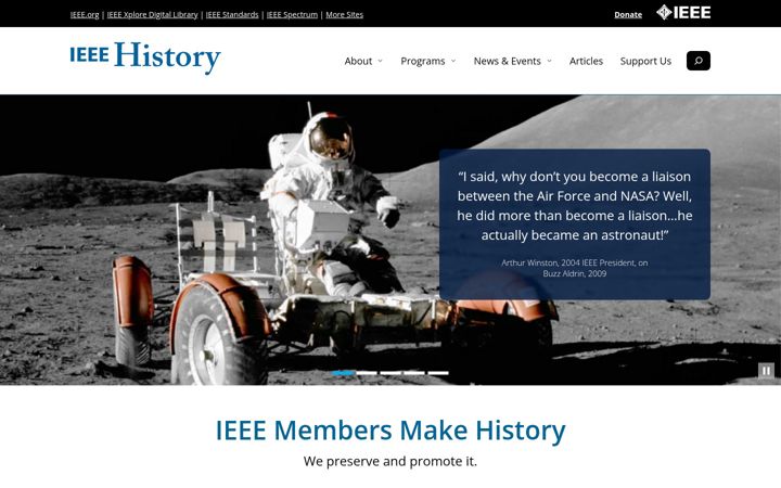 Screenshot of history.ieee.org