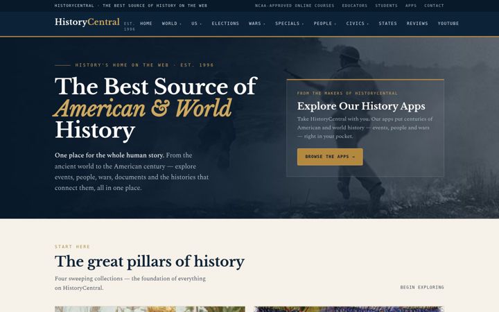 Screenshot of historycentral.com