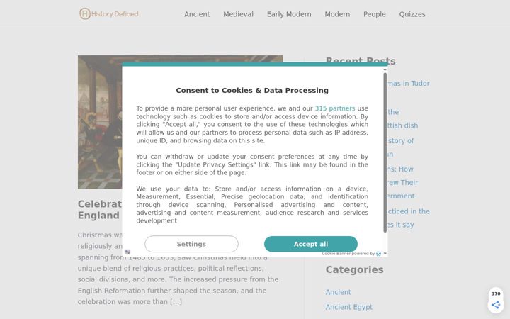 Screenshot of historydefined.net
