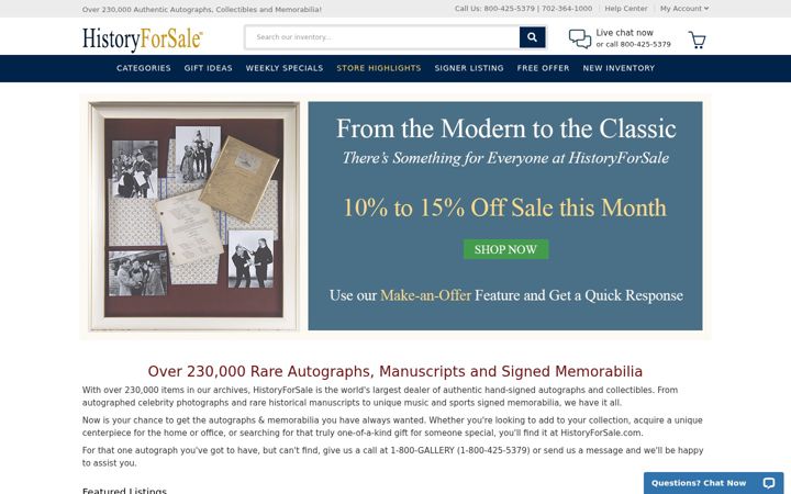 Ekrānuzņēmums no historyforsale.com