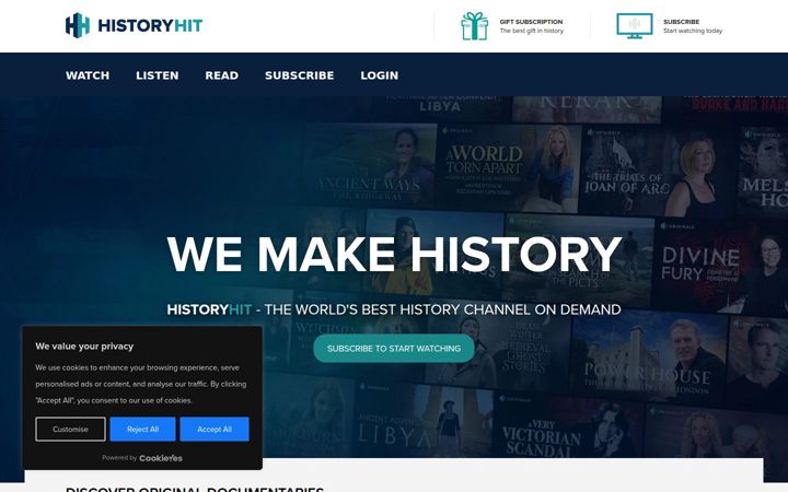 Screenshot of historyhit.com