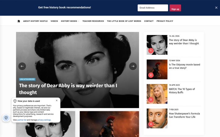 Screenshot of historyhustle.com