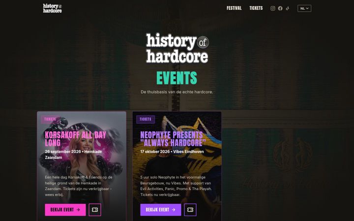 Screenshot of historyofhardcore.eu