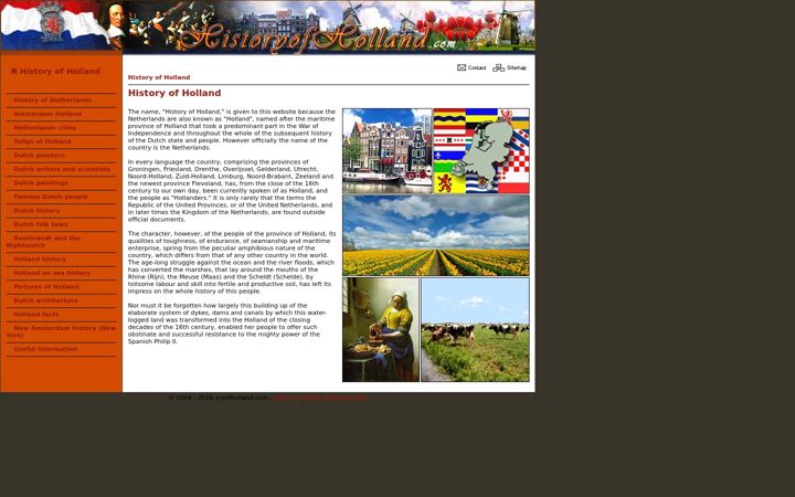 Screenshot of historyofholland.com