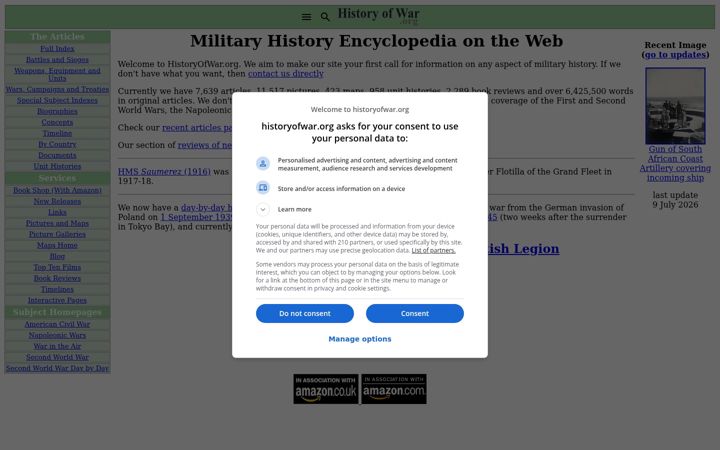 Screenshot von historyofwar.org