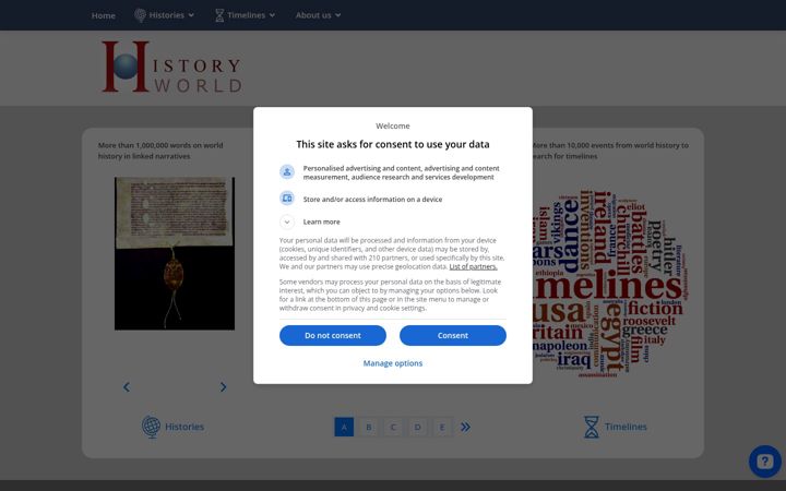 Screenshot of historyworld.net