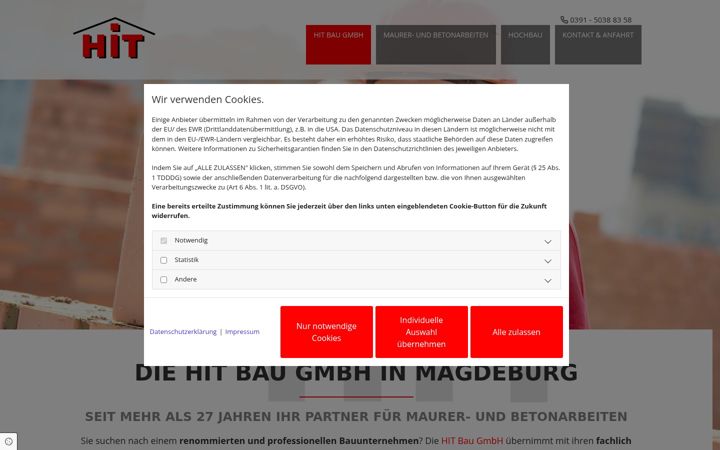 Screenshot of hit-baugmbh.de
