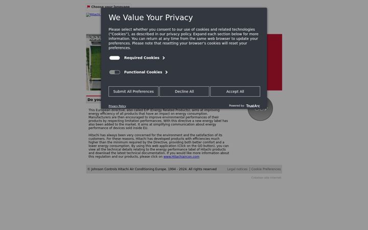 Screenshot of hitachiaircon-erpactive.com